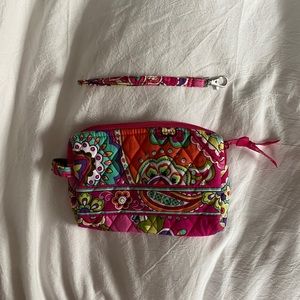Vera Bradley- Cosmetic Case in Pink Swirls (discontinued) with wristlet